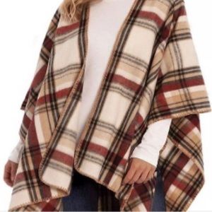 Woolrich Tartan Plaid Blanket Wrap Poncho Sweater